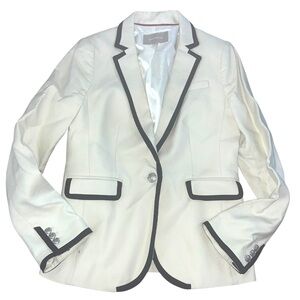 Banana Republic Cream One-Button Tipped Blazer with Black Trim Size 10